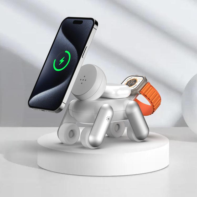 Puppy-Shaped 3 In 1 Wireless Charging Stand Magnetic Charging Base, For IPhones / IWatch / AirPods