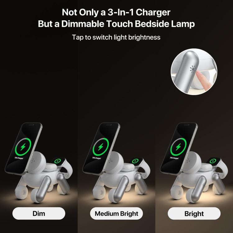 Puppy-Shaped 3 In 1 Wireless Charging Stand Magnetic Charging Base, For IPhones / IWatch / AirPods