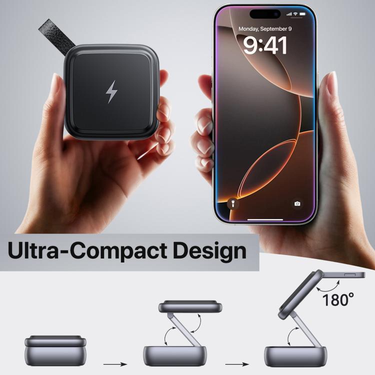 Foldable Magnetic 3 In 1 Desktop Phones Wireless Charger  - Dark Gray