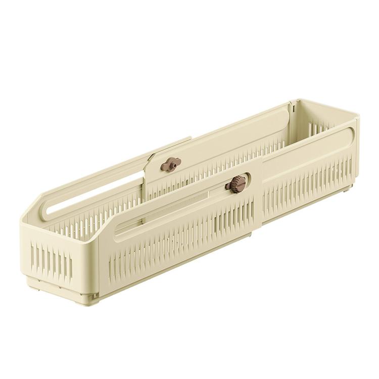 Expandable Drawer Organizer Bins Stackable Plastic Storage Baskets with Slider Lock 10.5 x 9 x 28cm