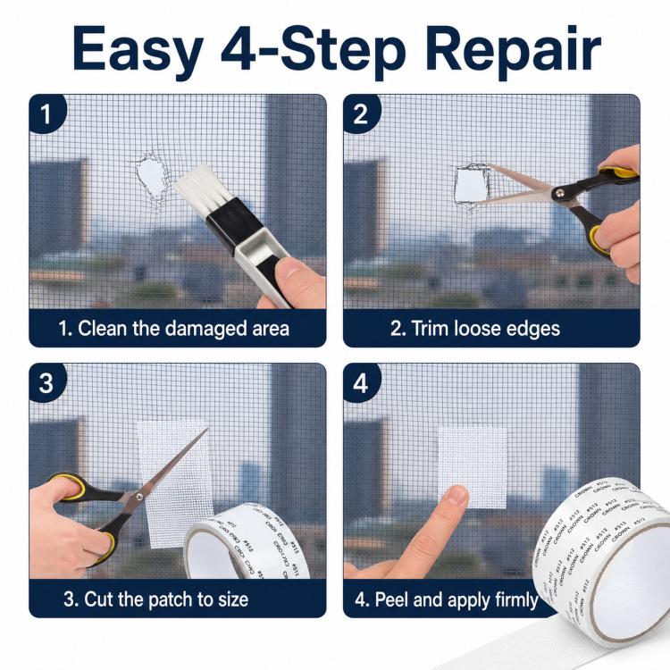 5cm x 2m Window Screen Repair Tape Strong Adhesive Screen Patch Fiberglass Mesh Repair Tape for Holes, Tears - White