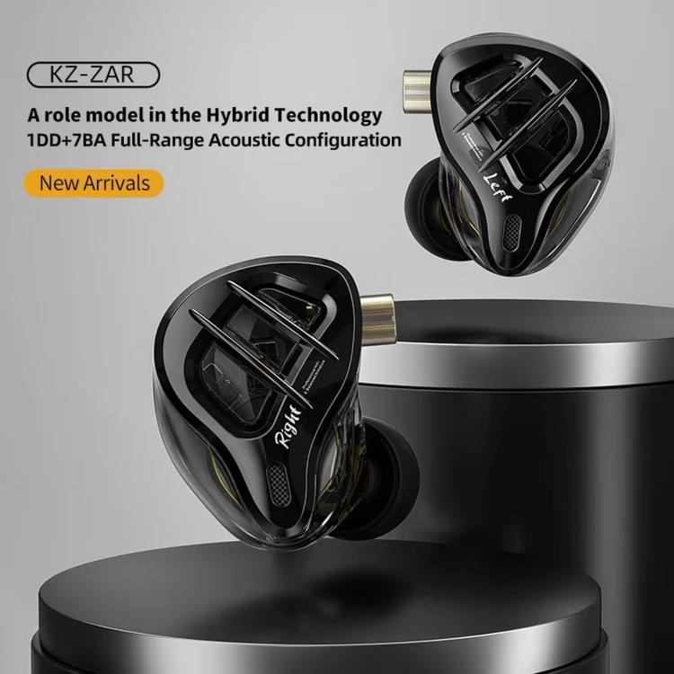 KZ-ZAR 1DD + 7BA HiFi In-Ear 1.2m Wired Earphones, Spec: With Mic