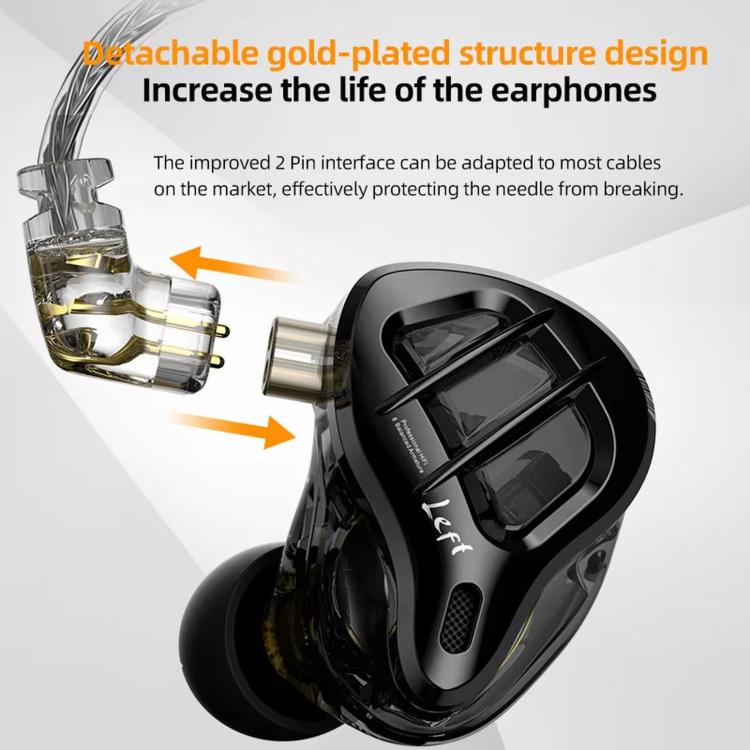 KZ-ZAR 1DD + 7BA HiFi In-Ear 1.2m Wired Earphones, Spec: With Mic