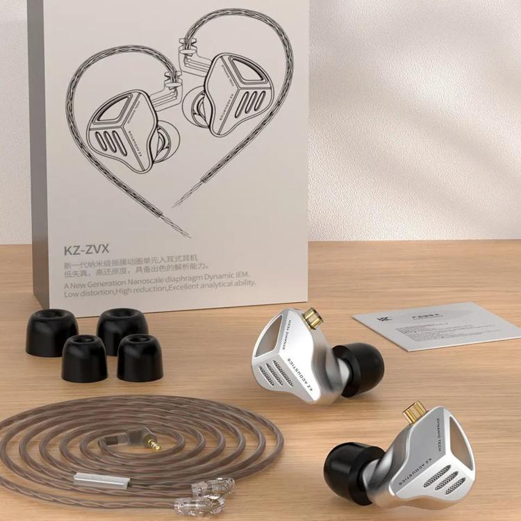 KZ-ZVX Dynamic In-Ear 1.2m Wired Earphones Deep Bass Hi-Fi Monitoring Earphones, Color: Black Standard