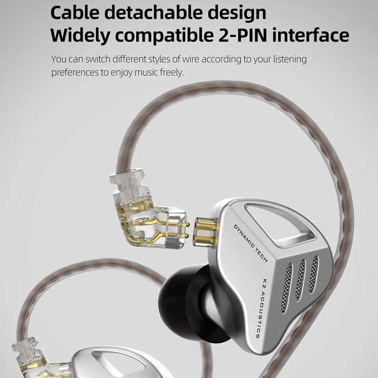 KZ-ZVX Dynamic In-Ear 1.2m Wired Earphones Deep Bass Hi-Fi Monitoring Earphones, Color: Silver Standard