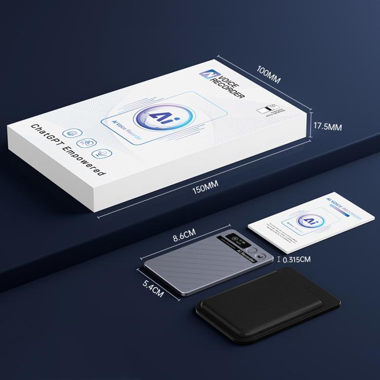 FW920E Portable Magnetic AI Smart Voice Recorder, Translation & Transcription Card?Shaped Audio Recorder, Spec: 64GB