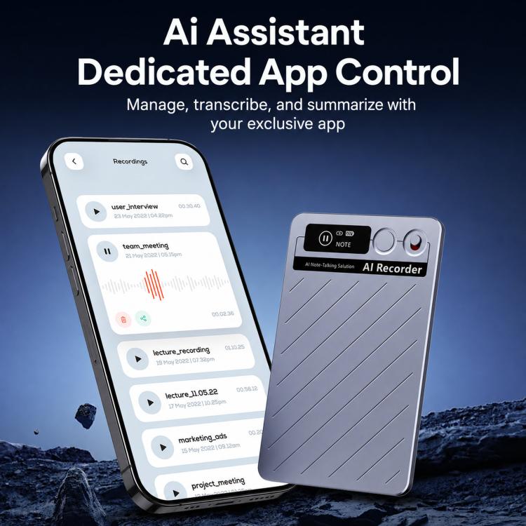 FW920E Portable Magnetic AI Smart Voice Recorder, Translation & Transcription Card?Shaped Audio Recorder, Spec: 64GB