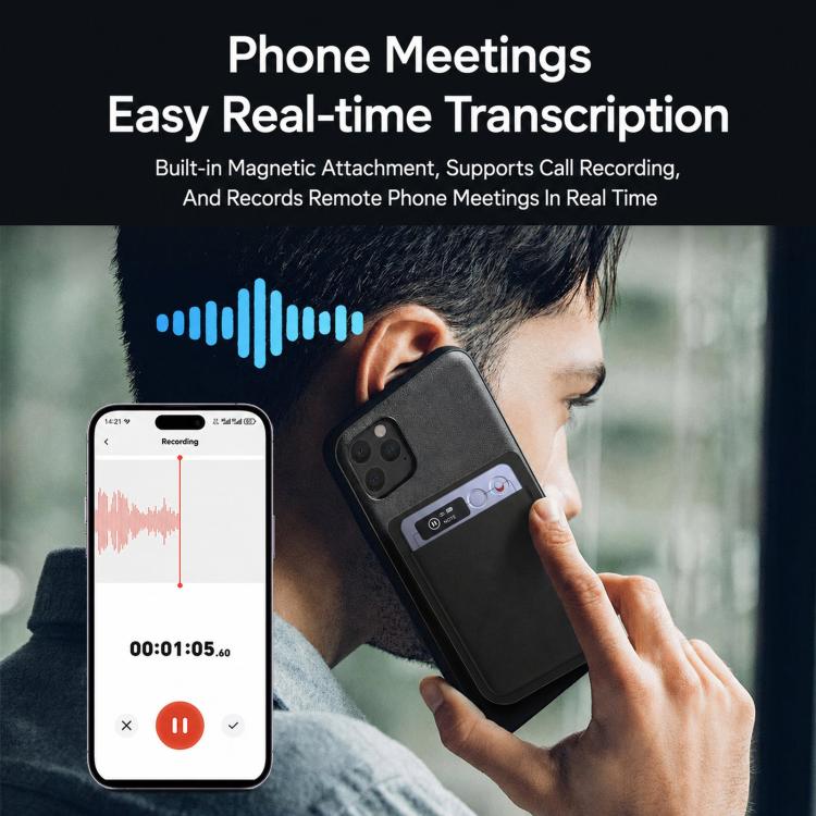 FW920E Portable Magnetic AI Smart Voice Recorder, Translation & Transcription Card?Shaped Audio Recorder, Spec: 64GB