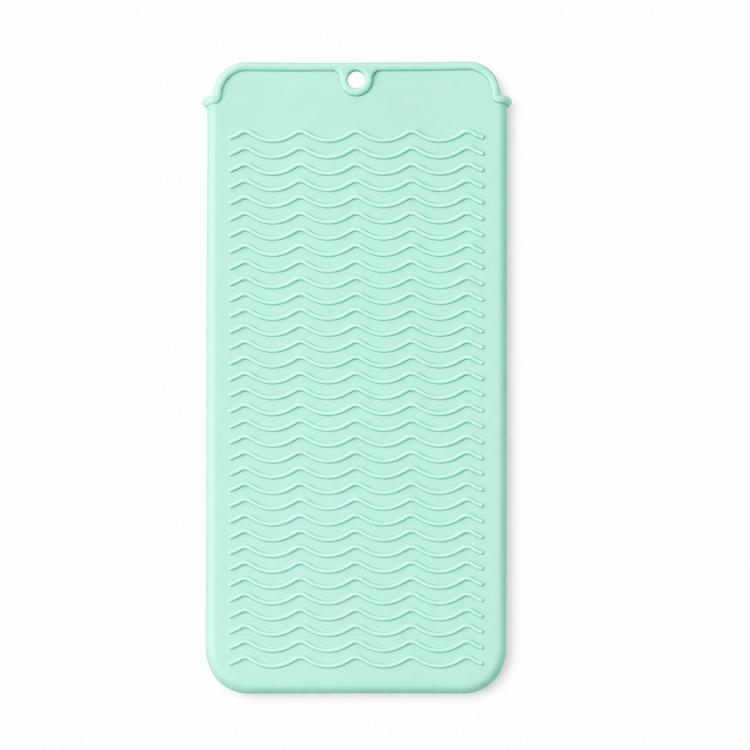 Heat Resistant Silicone Mat Pouch for Curling Iron & Flat Iron 2-in-1 Hot Hair Tool Travel Bag Organizer Non-Slip Double-Sided Wave Countertop Protective Pad for Hair Straightener - Green