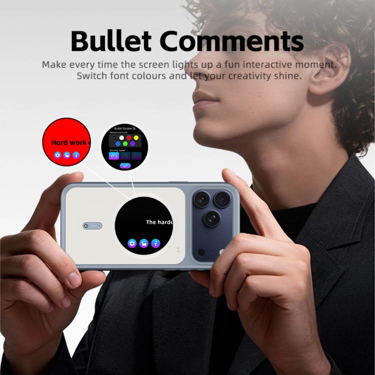For iPhone 17 Pro Max 1.85 Inch HD Round Color Screen Phone Case, DIY Screen-Projection Smart Phone Case