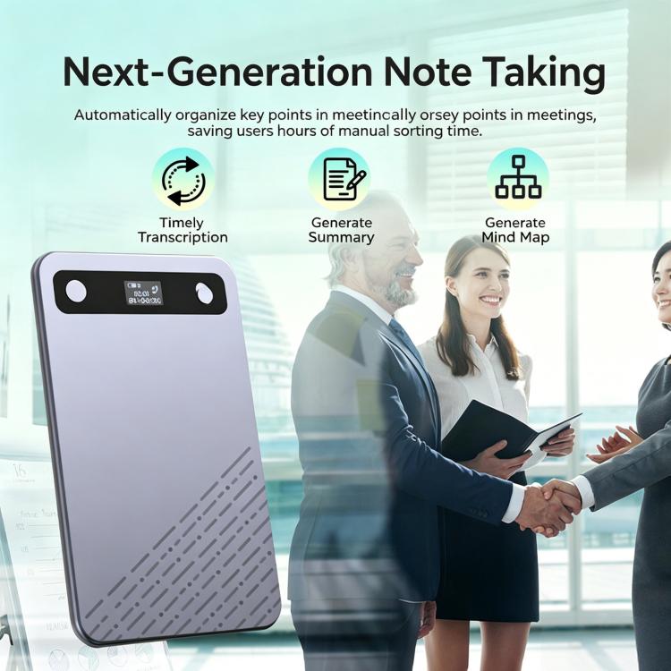 B86 Intelligent Noise-Reduction & Transcription Card-Shaped Voice Recorder, Bluetooth Magnetic AI Translator, Spec: 64GB