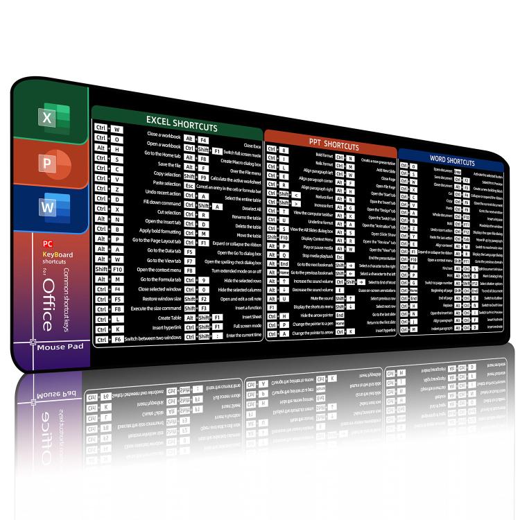 Large Shortcut Keys Mouse Pad Multi-Language Options Available Fray-Free Stitched Edges Keyboard Pad 300x800x3mm