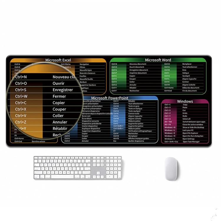 Large Shortcut Keys Mouse Pad Multi-Language Options Available Fray-Free Stitched Edges Keyboard Pad 300x800x3mm
