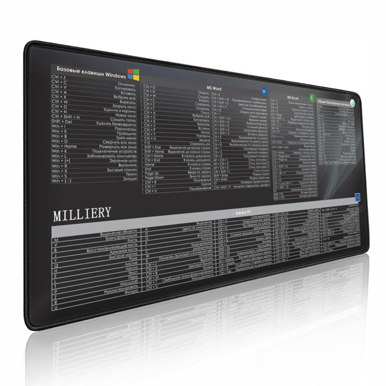 Large Shortcut Keys Mouse Pad Multi-Language Options Available Fray-Free Stitched Edges Keyboard Pad 400x800x3mm