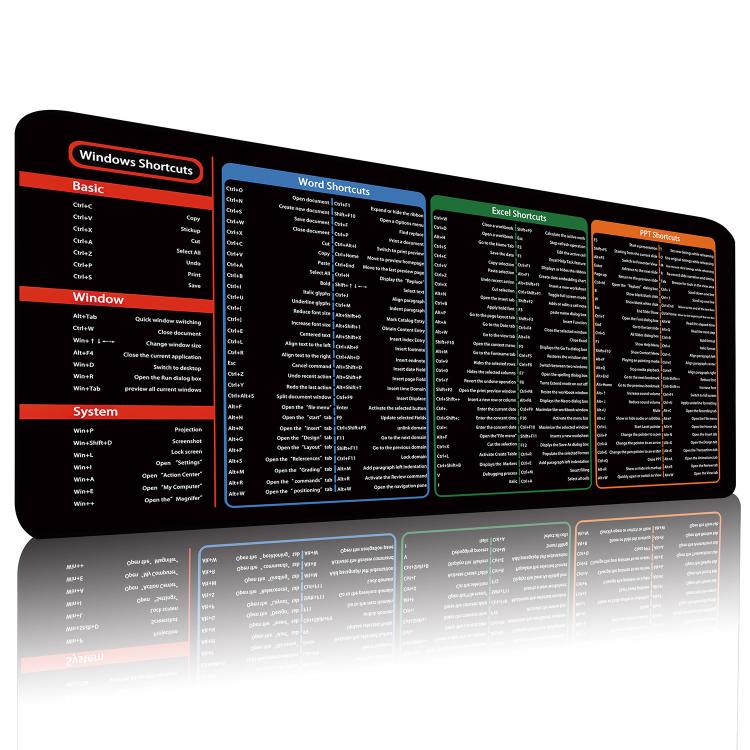 Large Shortcut Keys Mouse Pad Multi-Language Options Available Fray-Free Stitched Edges Keyboard Pad 400x900x3mm