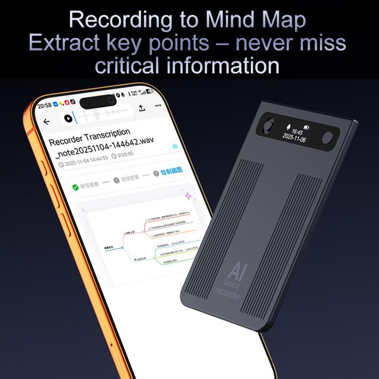 T8 Smart AI Voice Recorder For Office Meetings, Magnetic Portable Audio Recorder, Spec: 64GB