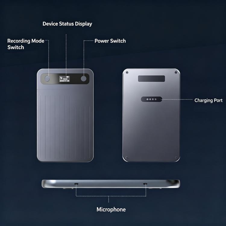 CB08 Portable Magnetic Smart AI Voice Recorder, Translation & Summary Audio Recorder, Spec: 32GB