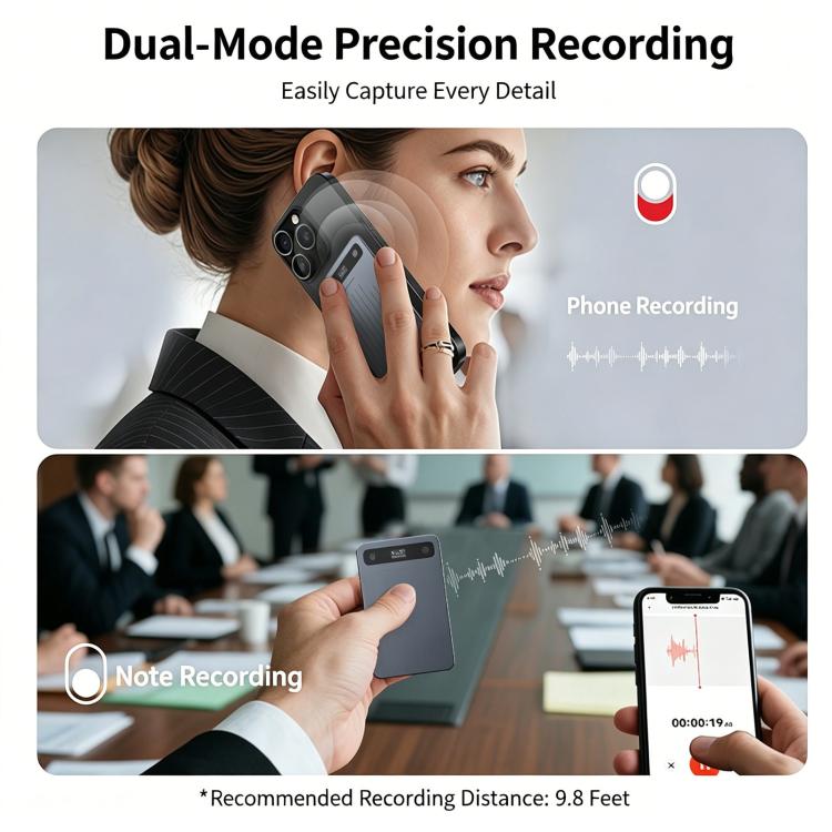CB08 Portable Magnetic Smart AI Voice Recorder, Translation & Summary Audio Recorder, Spec: 32GB
