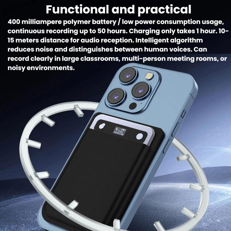 CB08 Portable Magnetic Smart AI Voice Recorder, Translation & Summary Audio Recorder, Spec: 32GB