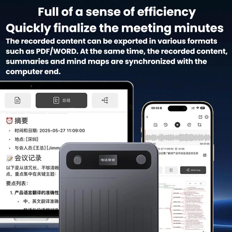 CB08 Portable Magnetic Smart AI Voice Recorder, Translation & Summary Audio Recorder, Spec: 64GB