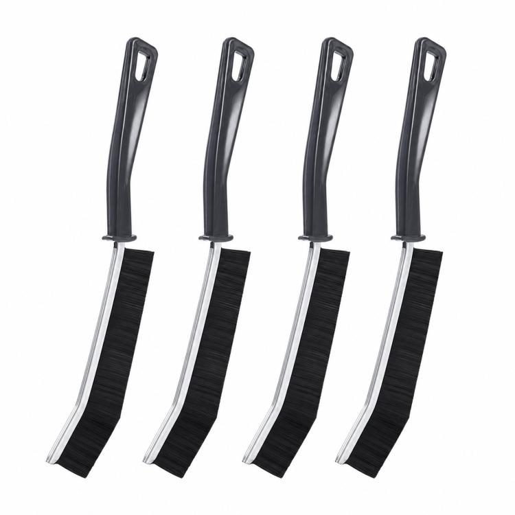 4pcs /Pack Hard Bristle Crevice Cleaning Brush Ultra-Thin Flat Gap Cleaning Brush for Tile Joints, Window Tracks, Sliding Door Rails & Washing Machines, - Black Alloy