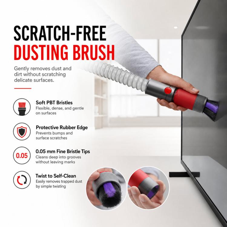 3-in-1 Gray Scratch-Free Dusting Brush Accessories Kit For Dyson V7 V8 V10 V11 V15 Vacuum Attachment Set