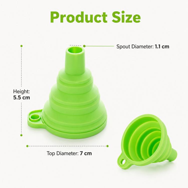 3pcs /Pack Food-Grade Silicone Collapsible Funnel Portable Folding Telescopic Funnel For Kitchen & Household Liquid Dispensing - Green