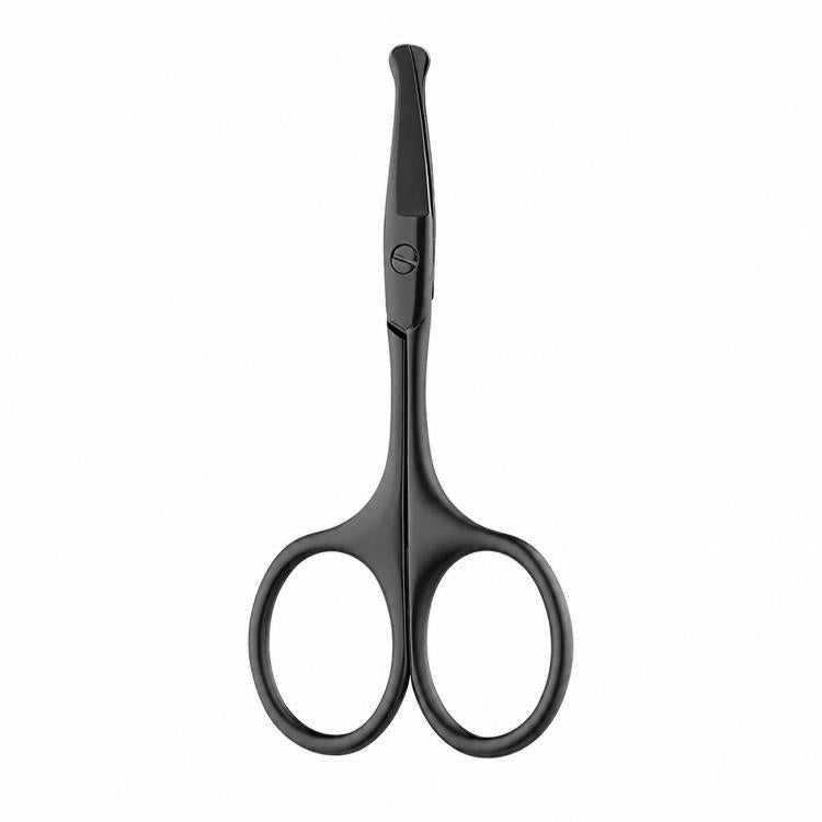 Safety Nose Hair Scissors for Men & Women Curved Facial Hair Trimming Scissors Stainless Steel Grooming Scissors - Black