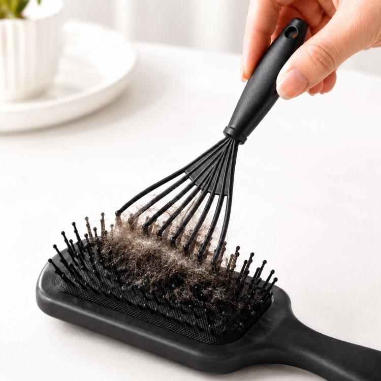 Hair Brush Cleaner Tool Mini Hairbrush Cleaning Rake Hair Remover Claw Comb Cleaner for Removing Hair, Dust, and Lint from Airbag Cushion & Roller Brushes - Black