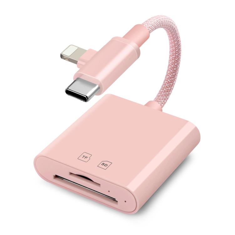 8 Pin+Type-C Mobile Card Reader PC / Tablet / Camera Adapter, Color: 2 In 1 Pink