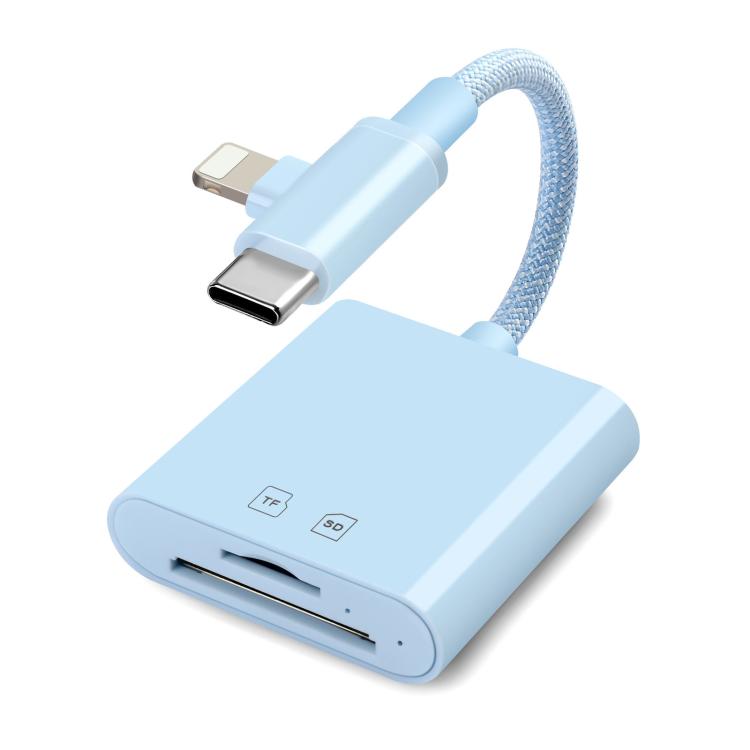 8 Pin+Type-C Mobile Card Reader PC / Tablet / Camera Adapter, Color: 2 In 1 Blue
