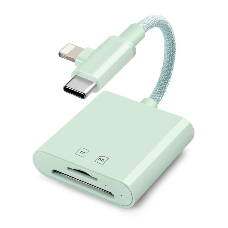 8 Pin+Type-C Mobile Card Reader PC / Tablet / Camera Adapter, Color: 2 In 1 Green