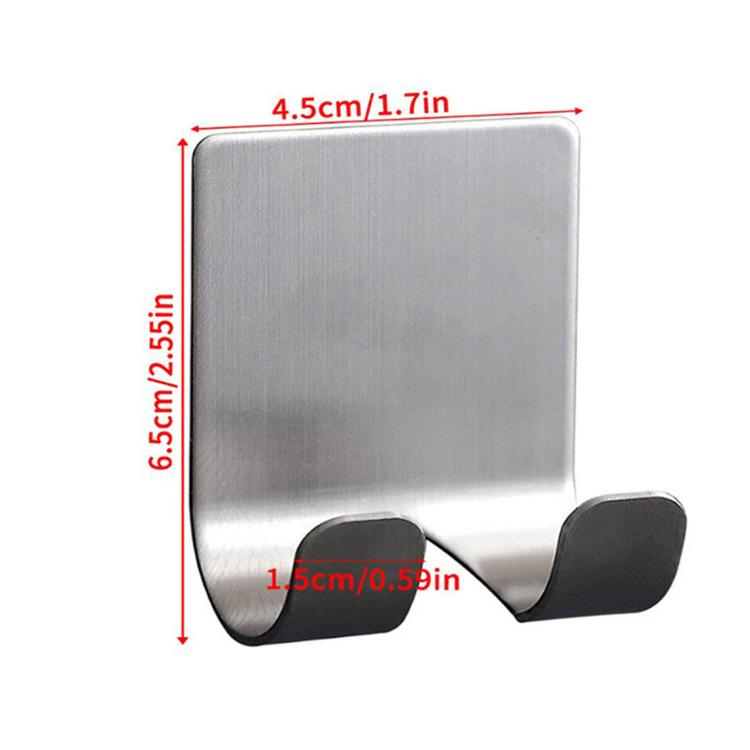 2pcs /Pack Adhesive Stainless Steel Razor Holder for Shower Wall No-Drill Shaver Hanger Utility Storage Hook Multi-Purpose Wall Organizer - Silver