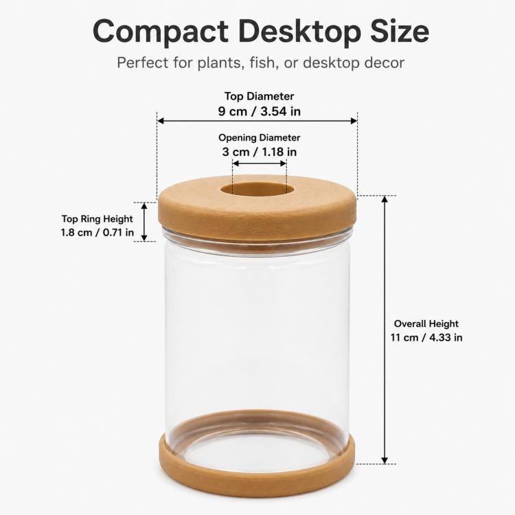 PET Plastic Hydroponic Planter Clear Self-Watering Plant Pot with Soft Silicone Plug & Non-Slip Base, Shatterproof Desktop Vase and Mini Fish Bowl for Pothos, Ivy, Herbs - NO.83
