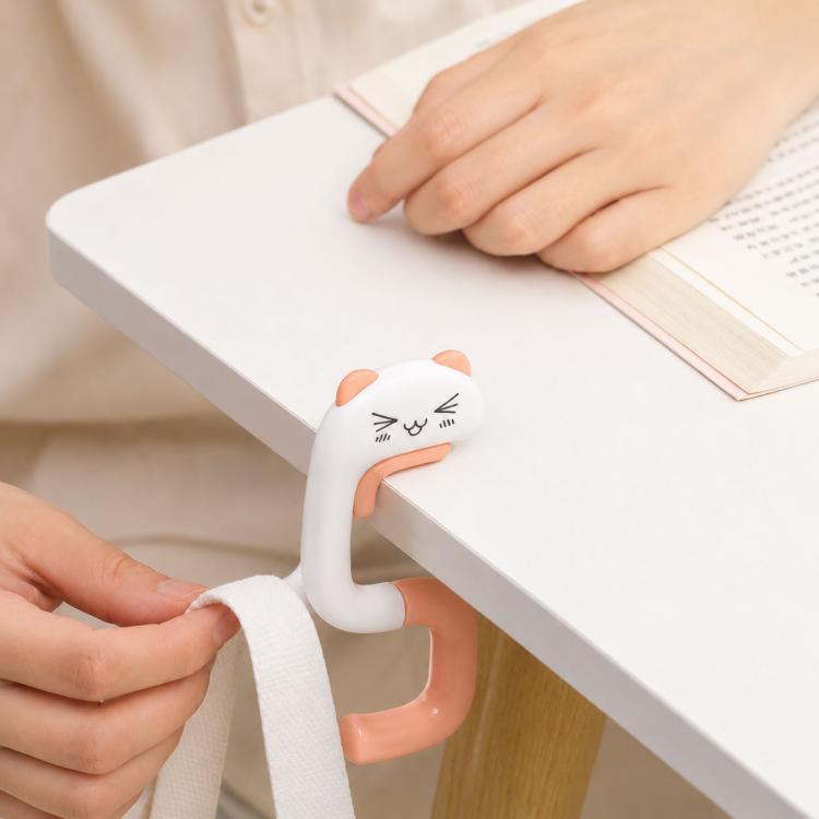 Portable Bag Hook For Table Foldable Purse Hanger For Desk Sturdy Metal Handbag Holder For School Office Cafe - Pink Cat