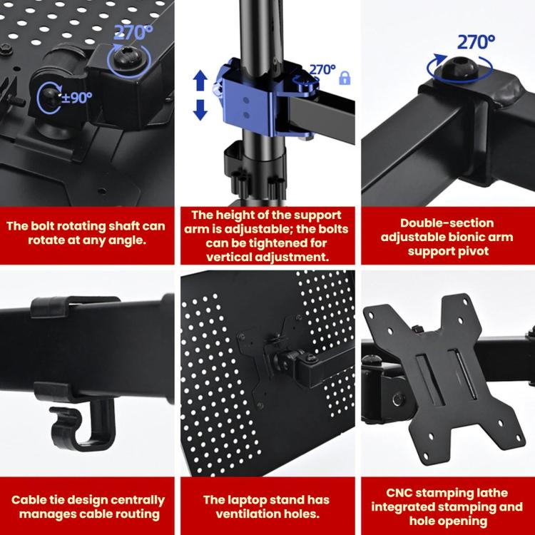 10-32 Inch Computer Monitor Desktop Tray Clip Adjustable Cantilever Stand - ZX-MT012N