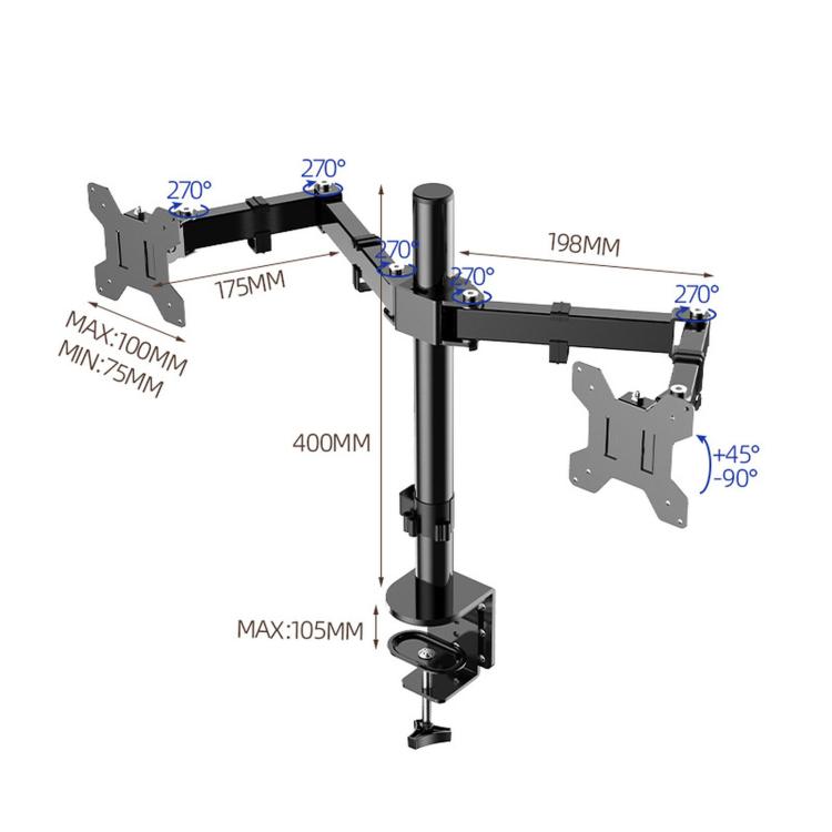 Desk Clamp Style Multi-Angle Rotating Laptop Screen Stand With Height Adjustment - ZX-MT022
