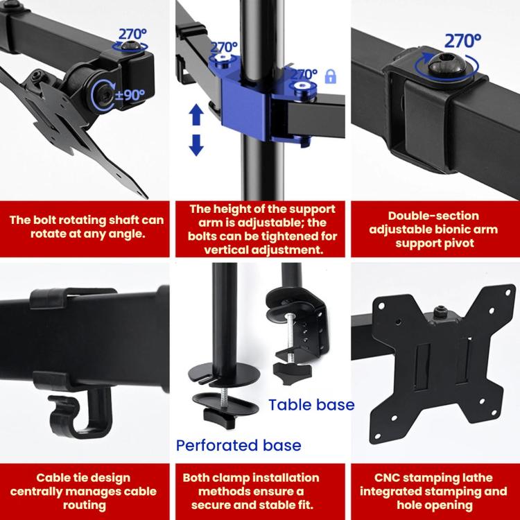 Desk Clamp Style Multi-Angle Rotating Laptop Screen Stand With Height Adjustment - ZX-MT022