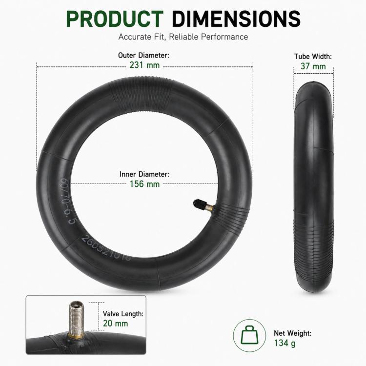 Ulip 10-Inch Thickened Wear-Resistant Puncture-Proof Straight-Nose Inner Tube For Segway-Ninebot Max G30 - 60/70-6.5 Boxed