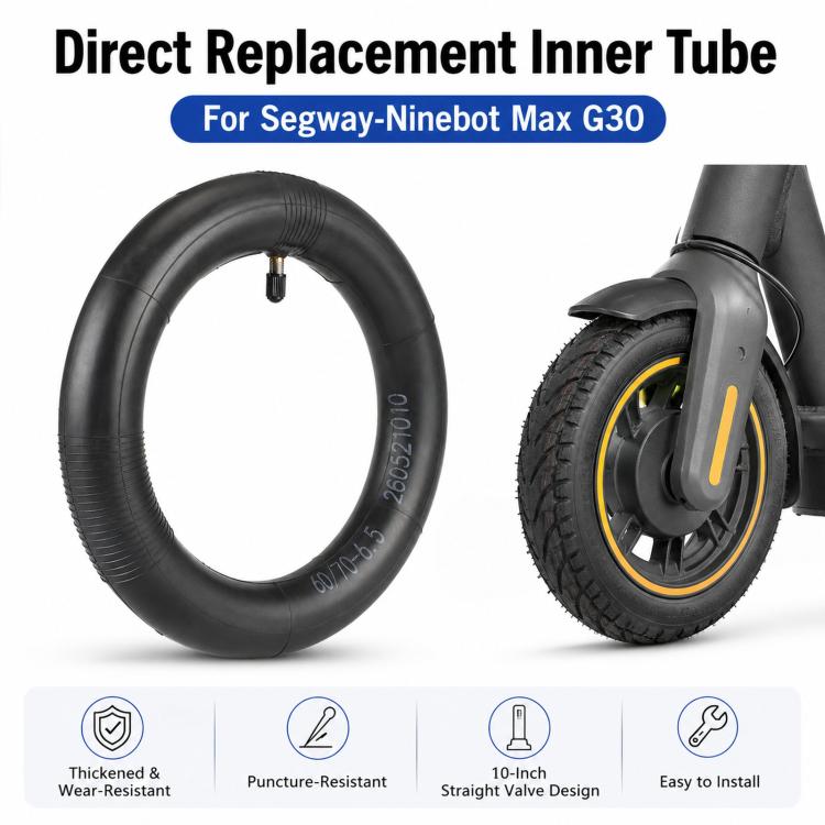 Ulip 10-Inch Thickened Wear-Resistant Puncture-Proof Straight-Nose Inner Tube For Segway-Ninebot Max G30 - 60/70-6.5 Boxed