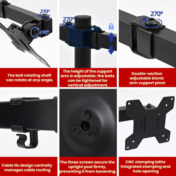 Dual-Screen LCD Monitor Telescopic Rotating Dual-Arm Stand - ZX-MT022N