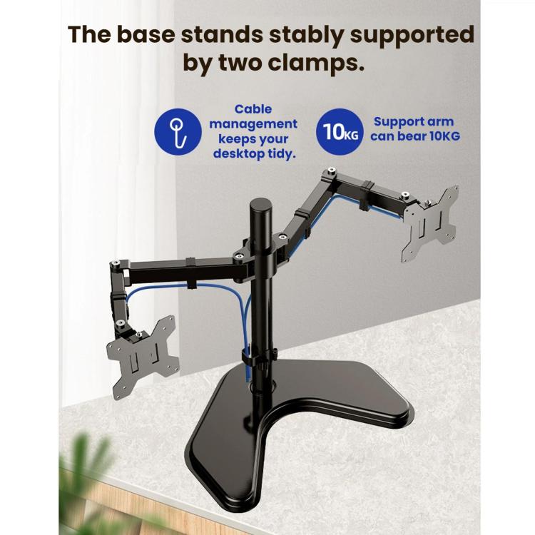 Dual-Screen LCD Monitor Telescopic Rotating Dual-Arm Stand - ZX-MT022N