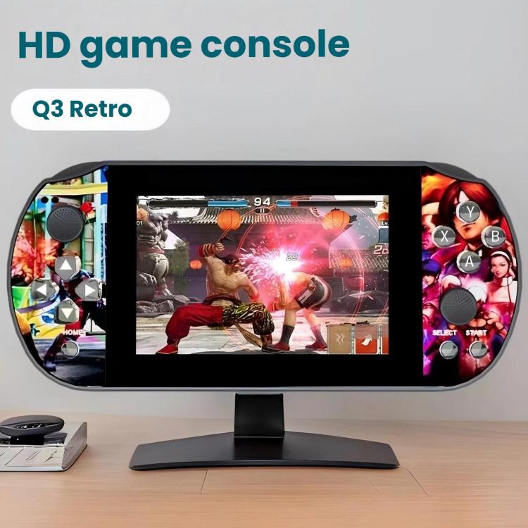 Q3 HD Large-Screen Retro Joystick Handheld Game Console, Color: Blue 64G