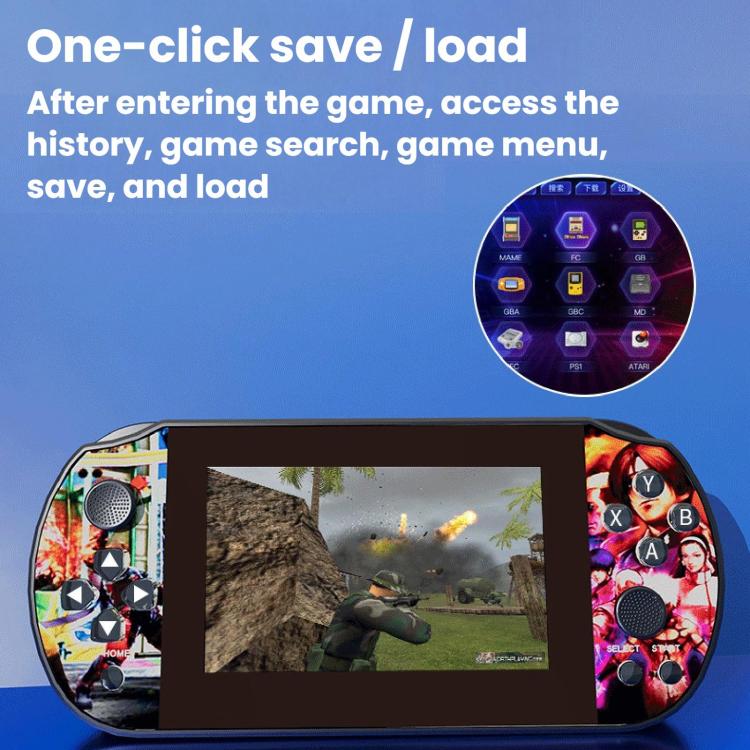Q3 HD Large-Screen Retro Joystick Handheld Game Console, Color: Blue 64G
