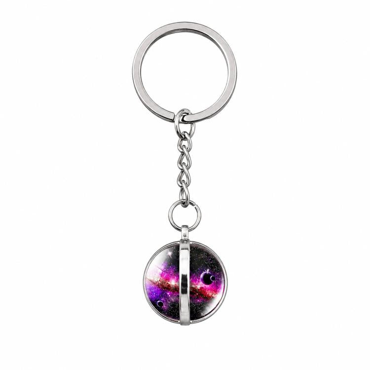 3D Galaxy Crystal Ball Keychain Glow in the Dark Planet Pendant Luminous Cosmic Starry Sky Pocket Keyring for Car Keys, Backpack - Neon 014