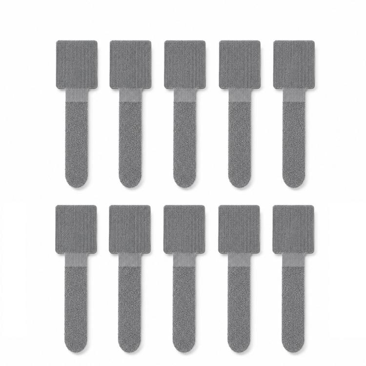 10pcs /Pack Adhesive Cable Organizer Reusable Hook And Loop Fastener Cord Keeper Strips For Appliance Under Desk Wire Management Clips - Gray