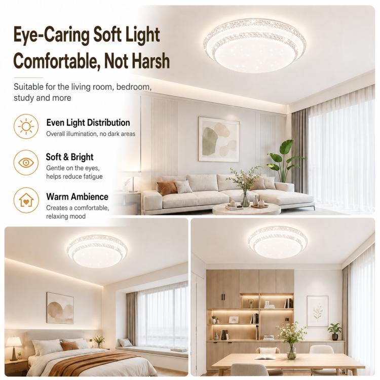 Living Room Main Light Home Eye-protecting Bedroom Chandelier - 50cm Voice Control 48W x 2