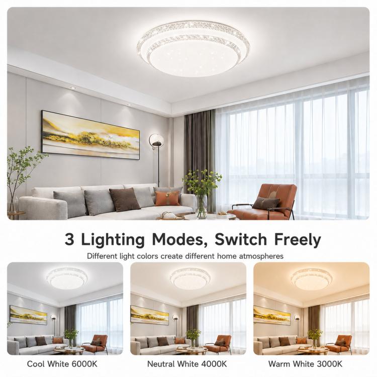 Living Room Main Light Home Eye-protecting Bedroom Chandelier - 50cm Voice Control 48W x 2