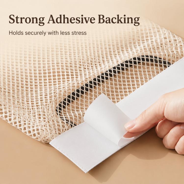 2pcs /Pack Grocery Bag Holder, Detachable Wall-Mount Mesh Storage Bag With Adhesive Hook And Loop, Elastic Plastic Bag Dispenser For Kitchen Cabinet Door - Beige