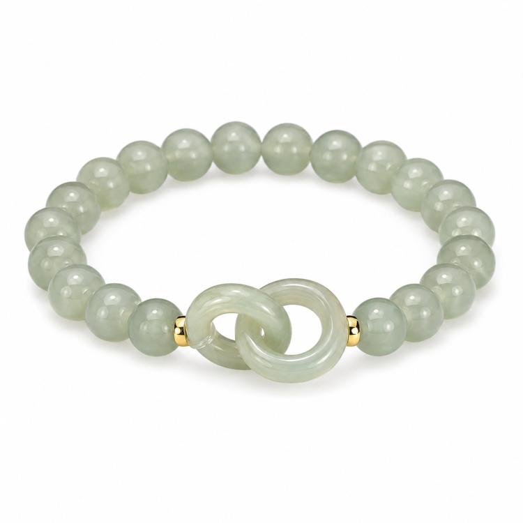 Simulated Jade Beaded Bracelet Elegant Green Glass Gemstone Jewelry Gift For Women
